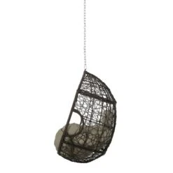 Castaic Indoor/Outdoor Wicker Hanging Chair With 8' Chain - Brown/Khaki - Christopher Knight Home -Outdoor Furniture Store GUEST 6579027d d33b 406b 8450 06b5cfa0efd4