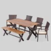 Brandywine 6pc Acacia Wood/Wicker Patio Dining Set - Brown/Cream - Christopher Knight Home -Outdoor Furniture Store GUEST 678cf220 88f0 4d20 a6ff 909cf3d4d2ac