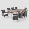 Flamingo 9pc Wood And Wicker Dining Set Dark Brown/Multibrown/Beige - Christopher Knight Home 1 Flamingo 9pc Wood And Wicker Dining Set Dark Brown/Multibrown/Beige - Christopher Knight Home -Outdoor Furniture Store GUEST 6a478096 40ec 4890 a670 be2fccf6f2af