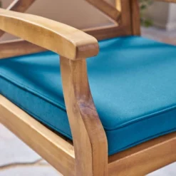 Juniper 7pc Acacia Wood Dining Set - Teak/Blue - Christopher Knight Home -Outdoor Furniture Store GUEST 6b46988b 50fb 4405 9266 3a63e4eced45