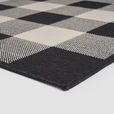 Crossroads Check Outdoor Rug Black/Ivory - Christopher Knight Home 3 Crossroads Check Outdoor Rug Black/Ivory - Christopher Knight Home