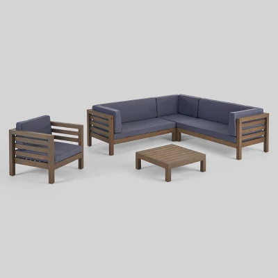 Oana 5pc Acacia Sectional Sofa Seating Set - Christopher Knight Home 3 Oana 5pc Acacia Sectional Sofa Seating Set - Christopher Knight Home