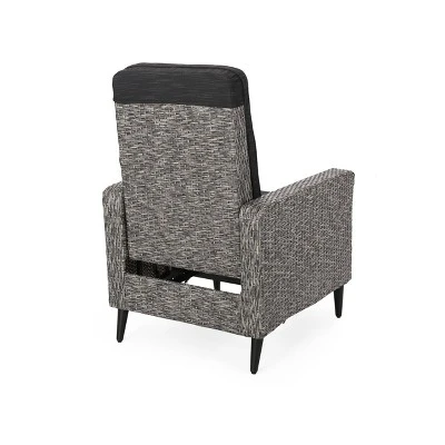 Murdock Outdoor Wicker Recliner - Black/Dark Gray - Christopher Knight Home 6 Murdock Outdoor Wicker Recliner - Black/Dark Gray - Christopher Knight Home - Image 4