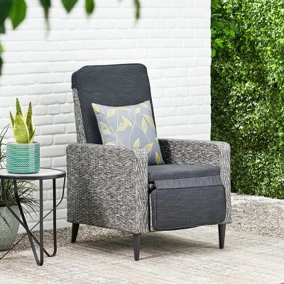 Murdock Outdoor Wicker Recliner - Black/Dark Gray - Christopher Knight Home 3 Murdock Outdoor Wicker Recliner - Black/Dark Gray - Christopher Knight Home