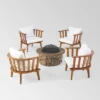 Clarendon 5pc Acacia Wood Club Chairs And Fire Pit Set - Teak/White/Natural Stone - Christopher Knight Home -Outdoor Furniture Store GUEST 74e3620d a216 4296 bee3 0f95c5f0fc47