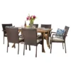 Corleone 7pc Wood And Wicker Dining Set - Brown -Christopher Knight Home -Outdoor Furniture Store GUEST 782f9a68 3511 469e 807c 53fb379e7eb3