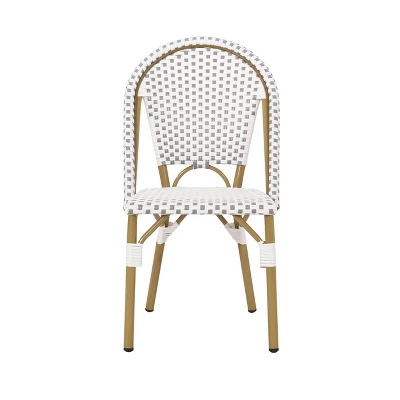 Elize 2pk Outdoor French Bistro Chairs - Gray/White/Bamboo - Christopher Knight Home 4 Elize 2pk Outdoor French Bistro Chairs - Gray/White/Bamboo - Christopher Knight Home - Image 2