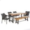 Montgomery 6pc Acacia & Wicker Dining Set - Teak/Brown - Christopher Knight Home -Outdoor Furniture Store GUEST 7ac84f5b 8d35 4a0c 81a7 f1c38c17fcad