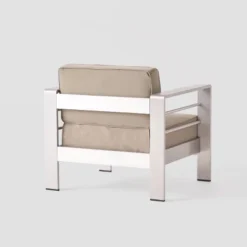 Cape Coral 5pc Aluminum Seating Set With 4 Arm Chairs & Coffee Table - Khaki - Christopher Knight Home -Outdoor Furniture Store GUEST 836158f3 4f0a 45b0 b2a0 f76b7bdf231a