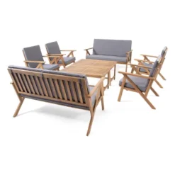 Panama 8pc Acacia Wood Chat Set With Coffee Table - Teak/Dark Gray - Christopher Knight Home -Outdoor Furniture Store GUEST 851846cb 5804 467a 9ebc de799489f312