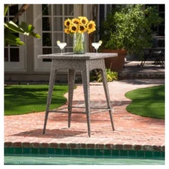 Puerta Square Wicker Bar Table Mixed Black - Christopher Knight Home -Outdoor Furniture Store GUEST 880bcded 3f5c 43a6 9481 eef158122234