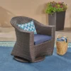 Larchmont Wicker Swivel Chair - Brown/Navy - Christopher Knight Home -Outdoor Furniture Store GUEST 88e7d25a 270a 446b 8223 5c2ed87fccda