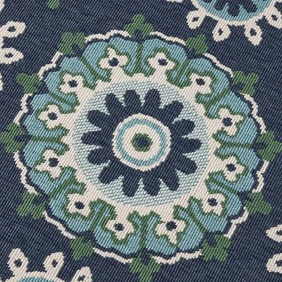 5'3" X 7' Medallion Outdoor Rug Navy/Green - Christopher Knight Home 6 5'3" X 7' Medallion Outdoor Rug Navy/Green - Christopher Knight Home - Image 4