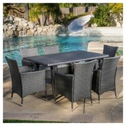 Malta 7pc Wicker Patio Dining Set With Cushions - Gray - Christopher Knight Home -Outdoor Furniture Store GUEST 8c3d3355 df5a 4a0a 90c4 b6eda1acb43c