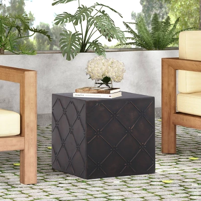 Acosta Outdoor Small Square Light Weight Concrete Side Table Antique Copper - Christopher Knight Home 4 Acosta Outdoor Small Square Light Weight Concrete Side Table Antique Copper - Christopher Knight Home - Image 2