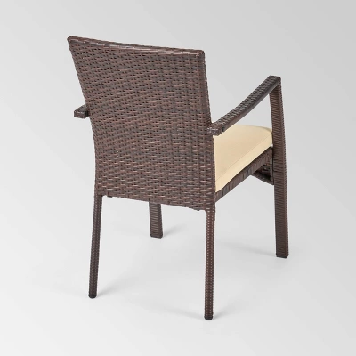 Villa 9pc Wood And Wicker Expandable Dining Set Brown And Cream - Christopher Knight Home 6 Villa 9pc Wood And Wicker Expandable Dining Set Brown And Cream - Christopher Knight Home - Image 4