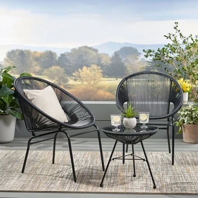 Nusa 3pc Faux Rattan Chat Set - Christopher Knight Home 7 Nusa 3pc Faux Rattan Chat Set - Christopher Knight Home - Image 5