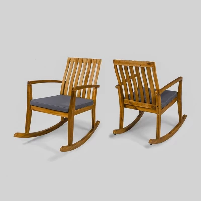 2pk Colmena Acacia Wood Patio Rustic Rocking Chair - Christopher Knight Home 8 2pk Colmena Acacia Wood Patio Rustic Rocking Chair - Christopher Knight Home - Image 6