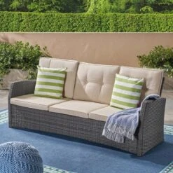 Sanger Wicker Sofa - Gray/Beige - Christopher Knight Home -Outdoor Furniture Store GUEST 8f8dbec4 23bd 4091 bc14 c47d7a333dd7