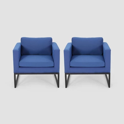 Walden 2PK Aluminum Upholstered Club Chair Navy Blue - Christopher Knight Home 3 Walden 2PK Aluminum Upholstered Club Chair Navy Blue - Christopher Knight Home