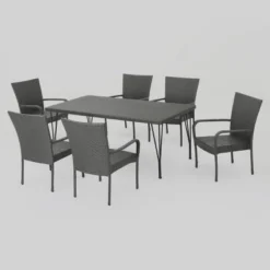 Outdoor Furniture Store 11 Nash 7pc Wicker Dining Set - Gray - Christopher Knight Home