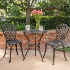 La Sola 3pc Metal Bistro Set - Black/Bronze - Christopher Knight Home -Outdoor Furniture Store GUEST 91265ca7 1364 4fad b884 7ac0cdcb6360