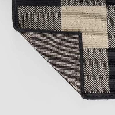 Crossroads Check Outdoor Rug Black/Ivory - Christopher Knight Home 5 Crossroads Check Outdoor Rug Black/Ivory - Christopher Knight Home - Image 3