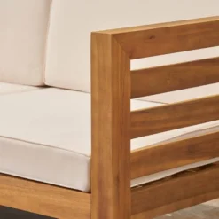 Cambridge 5pc Acacia Wood Patio Sofa Set - Teak/Beige - Christopher Knight Home -Outdoor Furniture Store GUEST 9374a90b e8ab 401e b6bd b1cd6a552aef