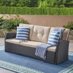 Sanger Wicker Sofa - Brown/Beige - Christopher Knight Home -Outdoor Furniture Store GUEST 9396036c b12e 4e9c 9f41 0cd16e524498