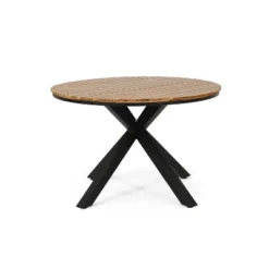 Soto Round Outdoor Acacia Wood Dining Table Teak/Black - Christopher Knight Home -Outdoor Furniture Store GUEST 944cb90a c048 4661 9cae 800336f32f5a