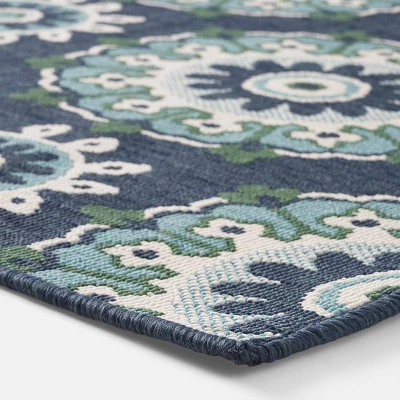 5'3" X 7' Medallion Outdoor Rug Navy/Green - Christopher Knight Home 3 5'3" X 7' Medallion Outdoor Rug Navy/Green - Christopher Knight Home