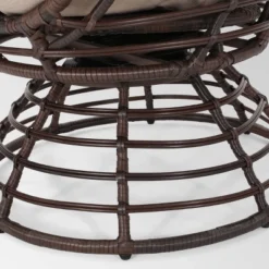 Pitner Wicker Swivel Egg Chair - Dark Brown/Beige - Christopher Knight Home -Outdoor Furniture Store GUEST 9a6e93d8 55ba 4398 8256 91300cdf796e