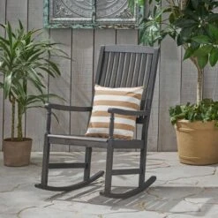 Outdoor Furniture Store 29 Arcadia Acacia Wood Rocking Chair Dark Gray - Christopher Knight Home