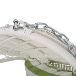 Greystone Indoor/Outdoor Hanging Chair With 8' Chain - White/Green - Christopher Knight Home -Outdoor Furniture Store GUEST 9b819315 8193 46df a436 049f5e05d9b4