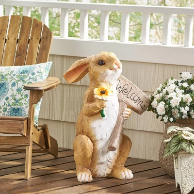 28.25" Concrete Silverbow Outdoor Rabbit Garden Statue - White And Brown - Christopher Knight Home 3 28.25" Concrete Silverbow Outdoor Rabbit Garden Statue - White And Brown - Christopher Knight Home