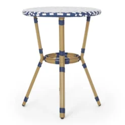 Picardy 3pc Outdoor Aluminum French Bistro Set - Navy/White/Bamboo - Christopher Knight Home -Outdoor Furniture Store GUEST 9d8bf000 4357 4615 8550 6dabffdf176b