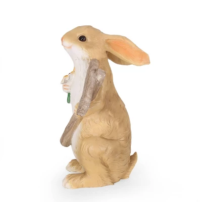 28.25" Concrete Silverbow Outdoor Rabbit Garden Statue - White And Brown - Christopher Knight Home 6 28.25" Concrete Silverbow Outdoor Rabbit Garden Statue - White And Brown - Christopher Knight Home - Image 4