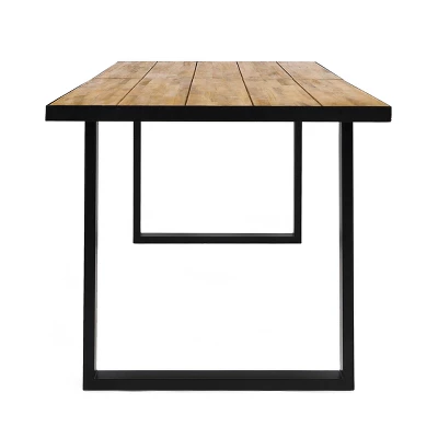 Kyston Rectangle Acacia & Iron Dining Table - Black/Teak - Christopher Knight Home 4 Kyston Rectangle Acacia & Iron Dining Table - Black/Teak - Christopher Knight Home - Image 2