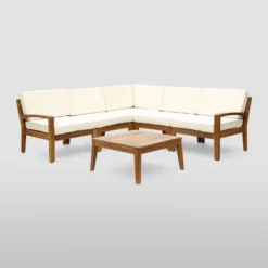 6pc Grenada Acacia Sectional Patio Sofa Set Teak - Christopher Knight Home