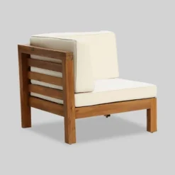 Oana 7pc Acacia V-Shaped Sectional Sofa Set With Fire Pit - Teak/Beige/Light Gray - Christopher Knight Home -Outdoor Furniture Store GUEST a07ff955 b3d4 468d a75b 480cf131f0f8