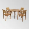 Wells 5 Pc Acacia Wood Round Dining Set Teak Finish - Christopher Knight Home -Outdoor Furniture Store GUEST a0d8974a f1ef 4e28 bdf0 29e9ce5a1d2c