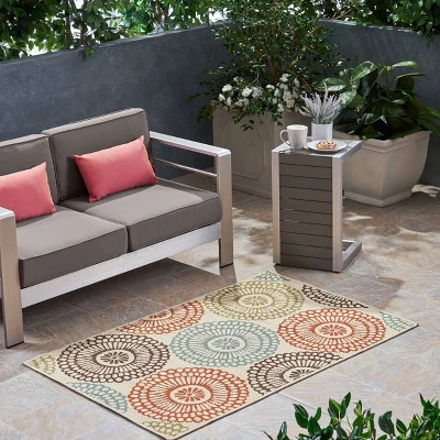 Seastar Medallion Outdoor Rug Ivory - Christopher Knight Home 4 Seastar Medallion Outdoor Rug Ivory - Christopher Knight Home - Image 2