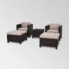Waverly 5pc Faux Wicker Chat Set Dark Brown/Beige - Christopher Knight Home -Outdoor Furniture Store GUEST a3f0fb23 e621 4edc 98d2 d1341df4433f