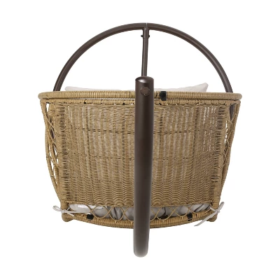 Malia Outdoor Wicker Hanging Chair With Stand Brown/Beige - Christopher Knight Home 3 Malia Outdoor Wicker Hanging Chair With Stand Brown/Beige - Christopher Knight Home - Image 2