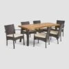 Bavaro 7pc Rectangle All-Weather Wicker And Wood Patio Dining Set - Brown/Cream - Christopher Knight Home -Outdoor Furniture Store GUEST a59f3fc9 443a 45ef b55a c48285d80882