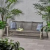 Hampton Wood & Wicker Sofa - Light Gray/Black - Christopher Knight Home -Outdoor Furniture Store GUEST a684102a b093 443b a948 3c08d1210588