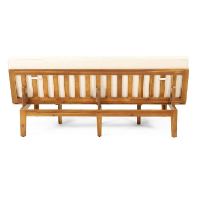 Jill Outdoor Acacia Wood Convertible Daybed With Cushions Teak/Beige - Christopher Knight Home 7 Jill Outdoor Acacia Wood Convertible Daybed With Cushions Teak/Beige - Christopher Knight Home - Image 5