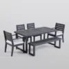 Nestor 6pc Acacia Wood Dining Set - Dark Gray/Light Gray - Christopher Knight Home -Outdoor Furniture Store GUEST ab004299 e203 4e10 9269 124186d3e3cd