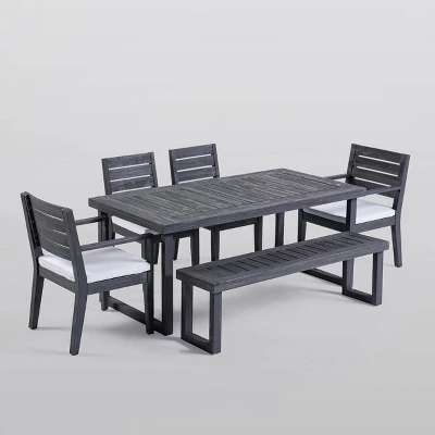 Nestor 6pc Acacia Wood Dining Set - Dark Gray/Light Gray - Christopher Knight Home 3 Nestor 6pc Acacia Wood Dining Set - Dark Gray/Light Gray - Christopher Knight Home