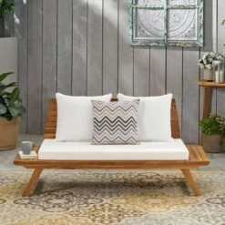 Sedona Wooden Loveseat - Teak/White - Christopher Knight Home